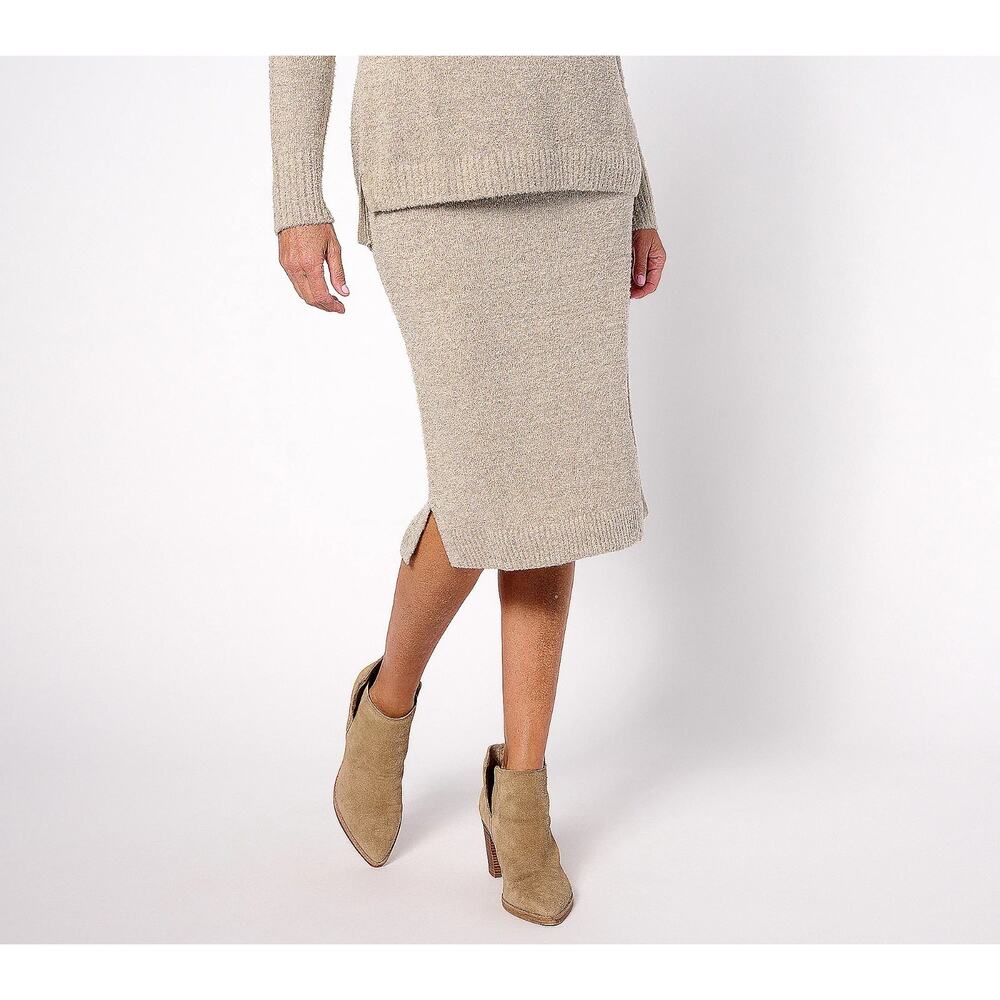 Isaac Mizrahi Live! Soho Cozy Novelty Yarn Skirt Wheat Plus Size 2X Pull On